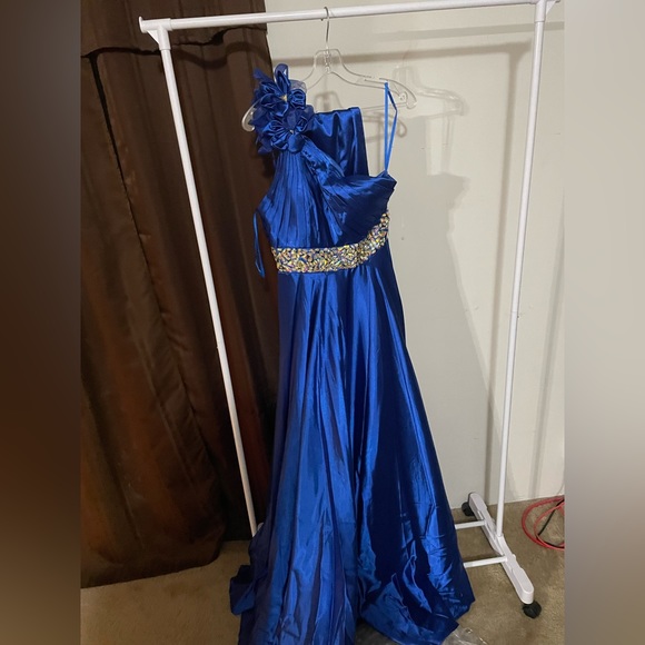 Royal Blue Evening Down - Picture 2 of 9